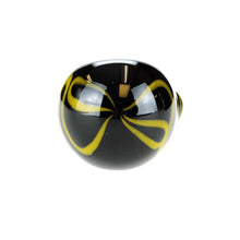 Load image into Gallery viewer, Black with Yellow Squiggles Glass Spoon Pipe