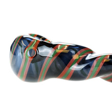 Load image into Gallery viewer, Red and Green Twisted Glass Pipe