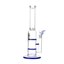 Load image into Gallery viewer, Glass Double Disc Perc Bong Blue HoneyComb