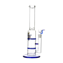 Load image into Gallery viewer, Glass Double Disc Perc Bong Blue HoneyComb