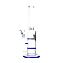 Load image into Gallery viewer, Glass Double Disc Perc Bong Blue HoneyComb