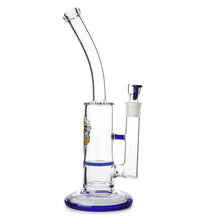 Load image into Gallery viewer, Glass Single Disc Perc Bent Neck Bong Blue HoneyComb