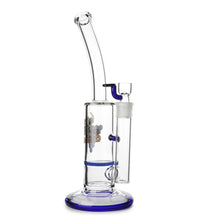 Load image into Gallery viewer, Glass Single Disc Perc Bent Neck Bong Blue HoneyComb