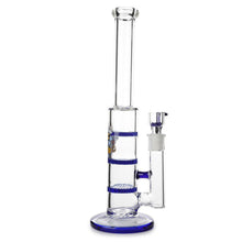Load image into Gallery viewer, Glass Triple Disc Perc Bong Blue HoneyComb