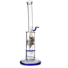 Load image into Gallery viewer, Glass Single Disc Perc Bent Neck Bong Blue HoneyComb
