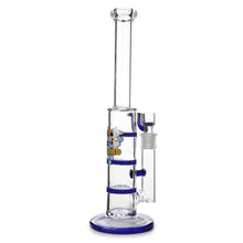 Load image into Gallery viewer, Glass Triple Disc Perc Bong Blue HoneyComb
