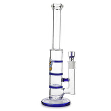 Load image into Gallery viewer, Glass Triple Disc Perc Bong Blue HoneyComb
