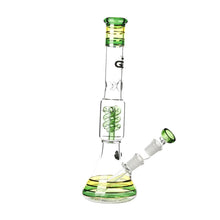 Load image into Gallery viewer, Rasta style beaker bong with coiled spiral perc
